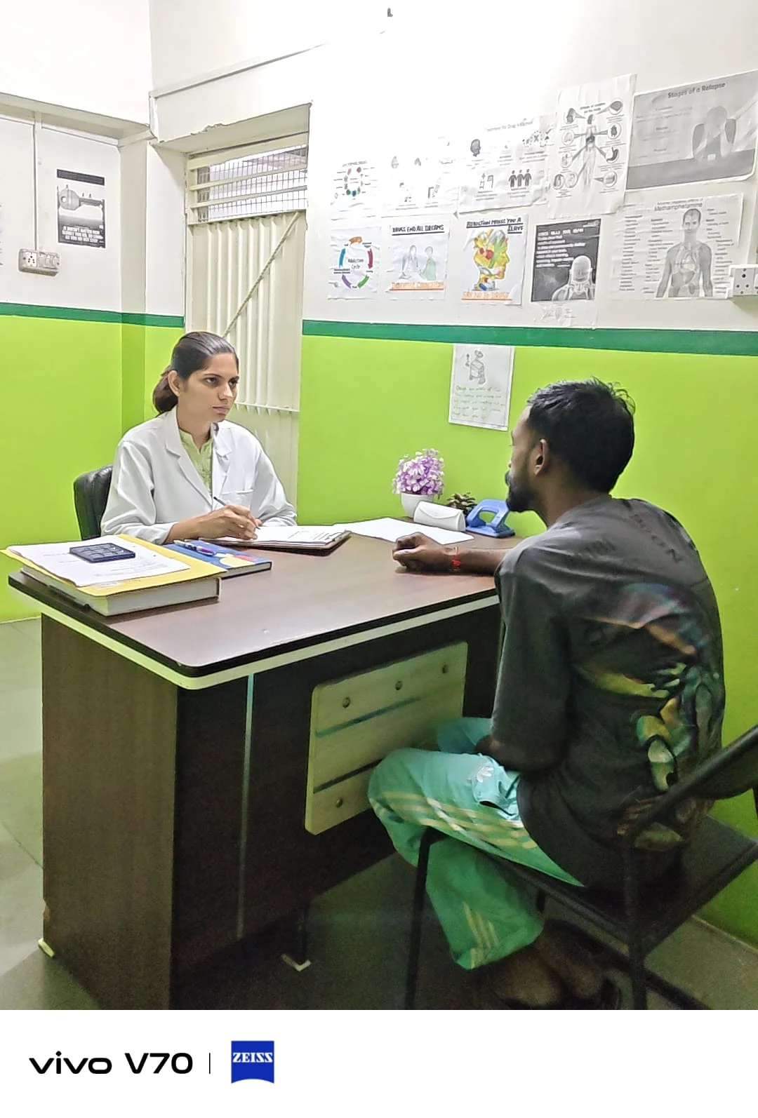 One-to-one conversation in a counselling room